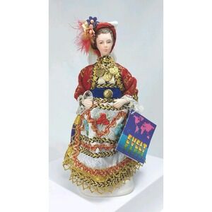 Evelt Greek Porcelain Doll Complete Traditional Outfit All Original Porcelain 7"